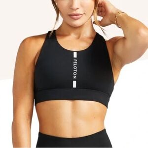 Peloton Here Now High Neck Logo Sports Bra Black size Medium